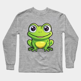 Cartoon Cute Kawaii Adorable Frog Long Sleeve T-Shirt